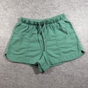 Universal Thread Shorts Womens S Green Linen Blend Relaxed Fit Split Hem Summer